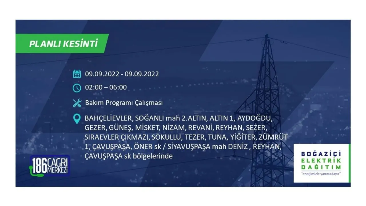 İstanbul'da dev elektrik kesintisi: 3 gün boyunca elektrik verilmeyecek 12