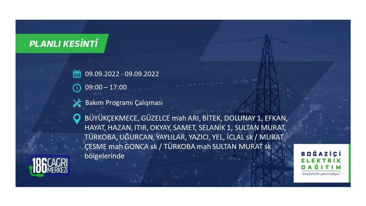 İstanbul'da dev elektrik kesintisi: 3 gün boyunca elektrik verilmeyecek 21