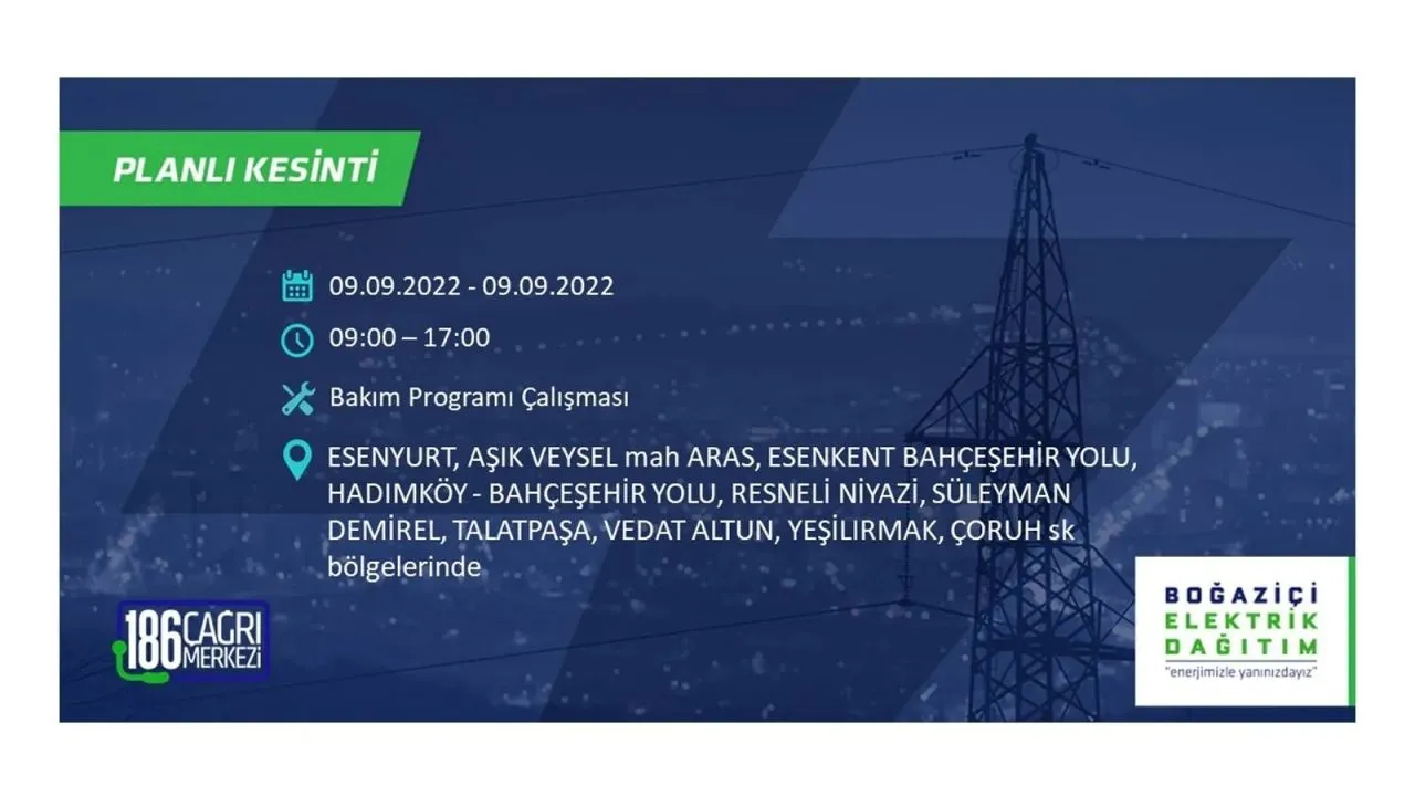 İstanbul'da dev elektrik kesintisi: 3 gün boyunca elektrik verilmeyecek 28