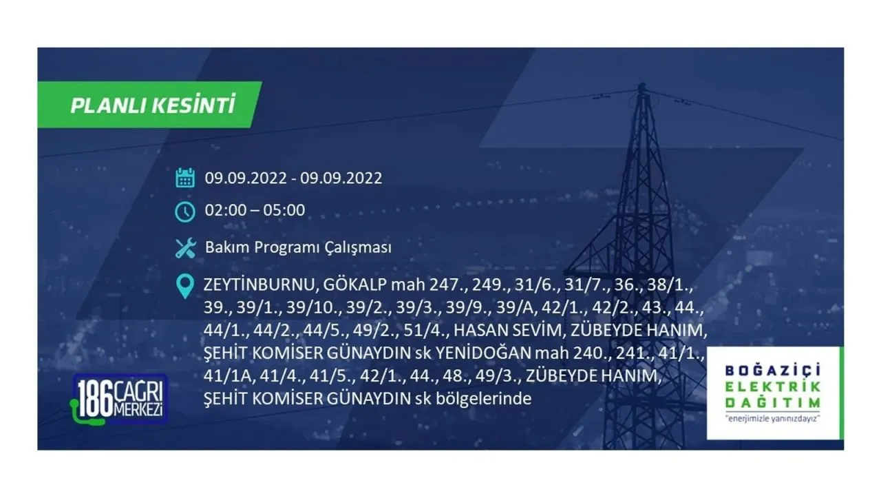 İstanbul'da dev elektrik kesintisi: 3 gün boyunca elektrik verilmeyecek 45