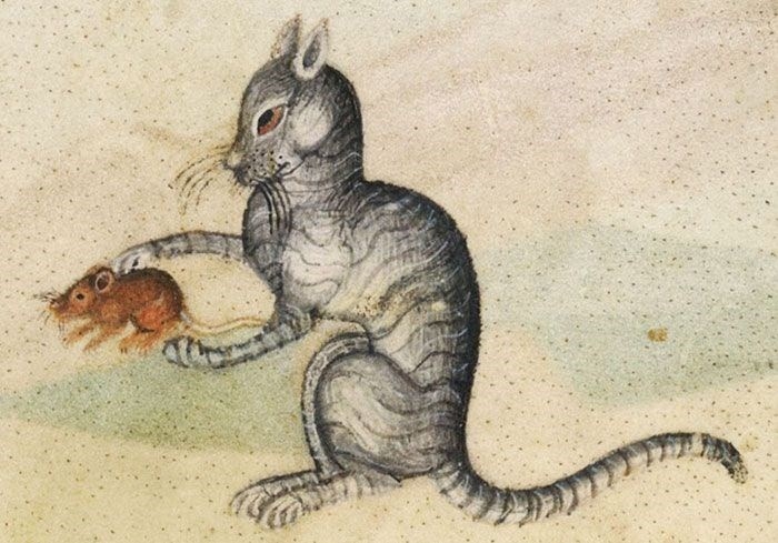 Ortaçağ ressamlarından korkutucu kedi figürleri 37
