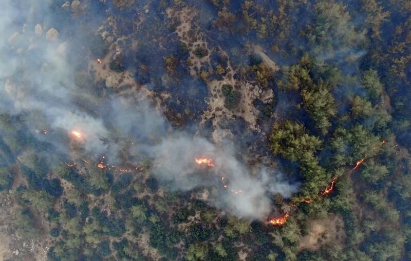 Yatağan yangının boyutu havadan drone ile görüntülendi. 6