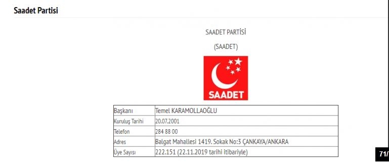 İşte Türkiye'deki 78 partinin son üye sayıları 71