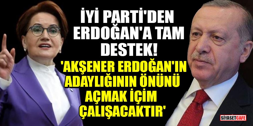 İYİ Parti'den Erdoğan'a tam destek! 'Akşener Erdoğan'ın adaylığının önünü açmak içim çalışacaktır'
