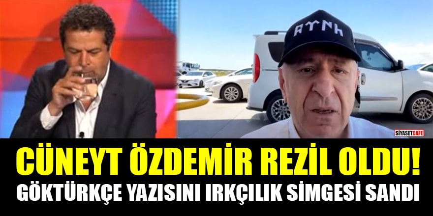 Cüneyt Özdemir, Özdağ'ın şapkasındaki Göktürkçe yazısını ırkçılık simgesi sandı!