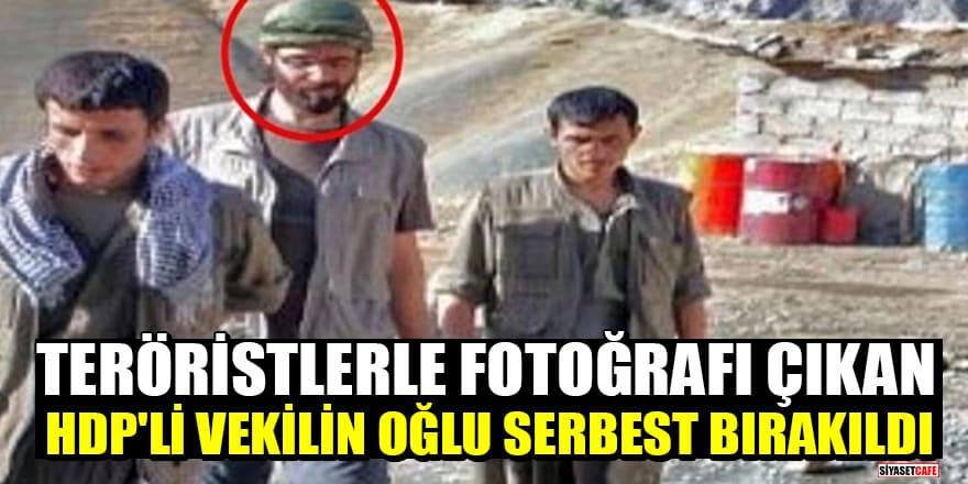 HDP'li vekilin teröristlerle fotoğrafı çıkan oğlu serbest bırakıldı