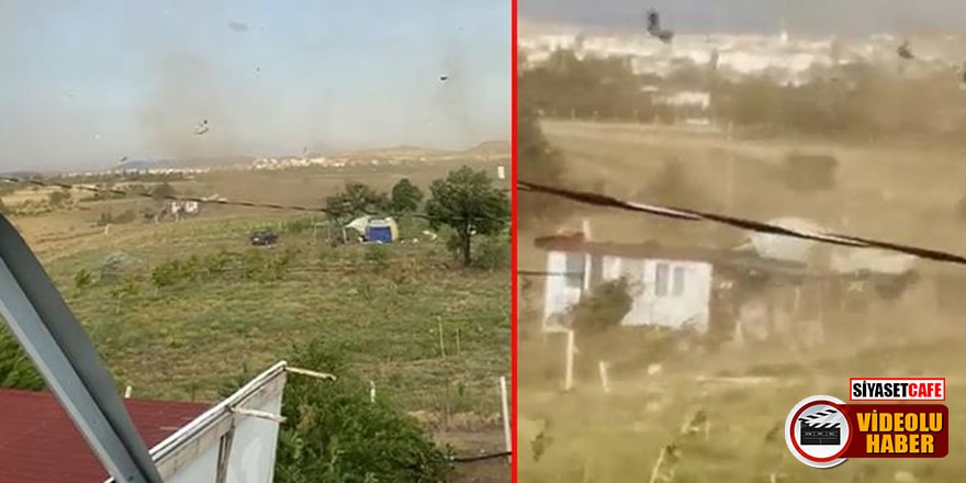 Burdur'da hortum evinin önünde oturan bir kişiyi metrelerce havaya savurdu