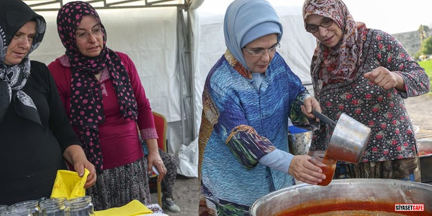 Emine Erdoğan tarlada domates toplayıp kışlık menemen yaptı