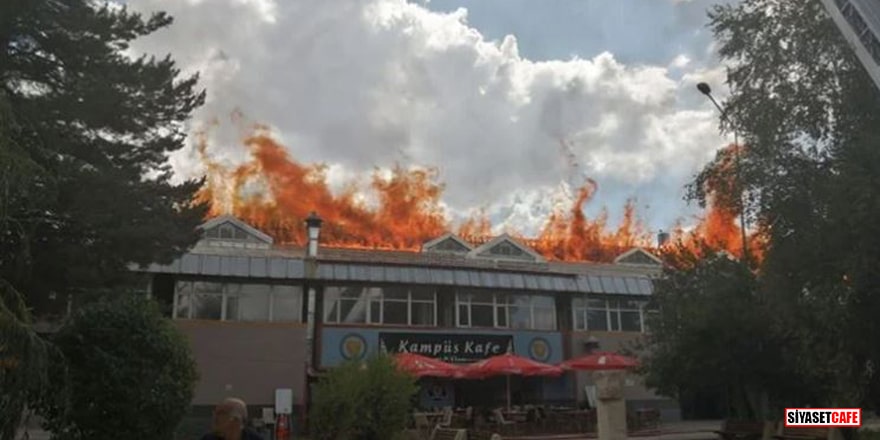 Atatürk Üniversitesi'nde yangın: Alevler çatıyı sardı