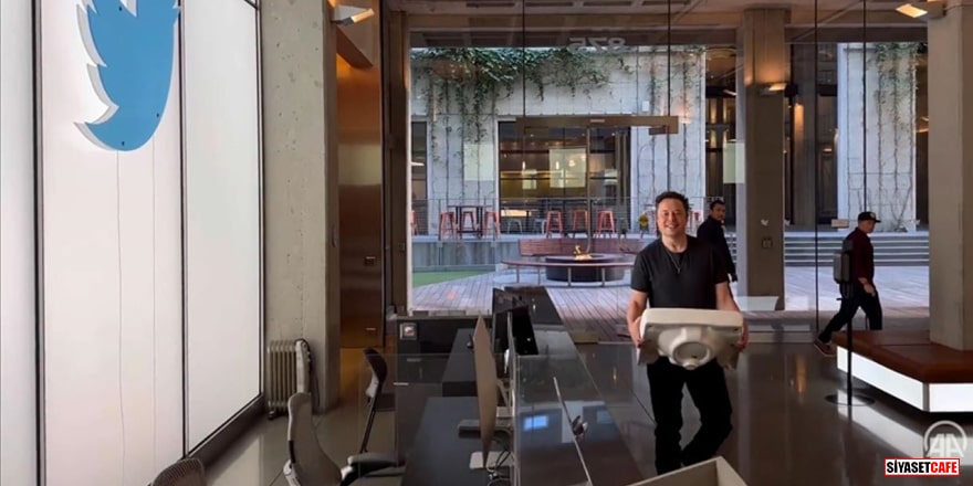 Elon Musk, Twitter binasına lavaboyla girdi