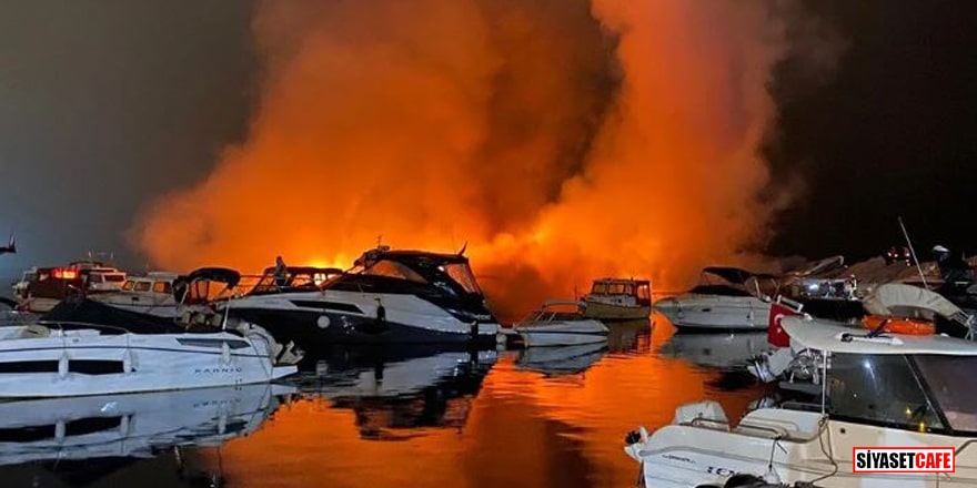 Caddebostan marina alev alev yandı: 6 tekne kullanılamaz hale geldi