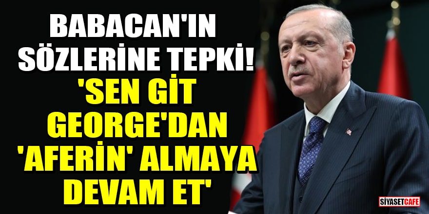 Erdoğan'dan Babacan'ın sözlerine tepki! 'Sen git George'dan 'Aferin' almaya devam et'