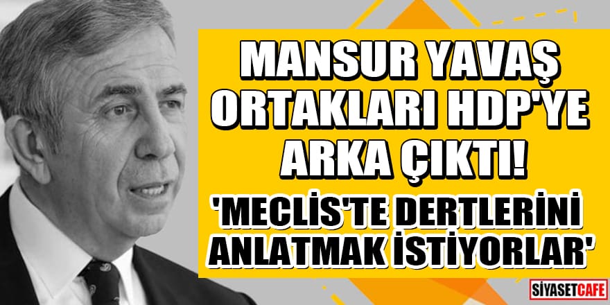 Mansur Yavaş, ortakları HDP'ye arka çıktı! 'Meclis'te dertlerini anlatmak istiyorlar'