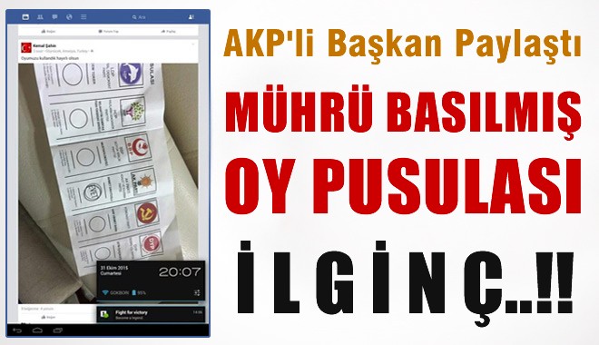AKP'li Başkan Mührü Basılmış Pusula Paylaştı!