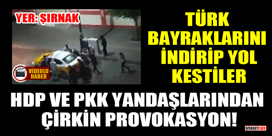 Şırnak'ta HDP ve PKK yandaşları Türk bayraklarını indirip yol kestiler