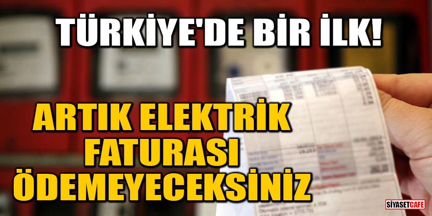 Türkiye'de bir ilk! Artık elektrik faturası ödemeyeceksiniz