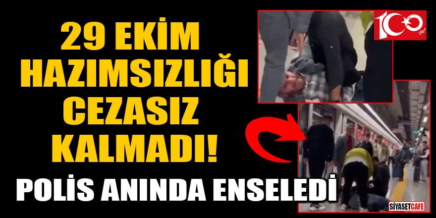 29 Ekim hazımsızlığı! Metroya asılan Türk bayraklarını yırttı: Polis anında enseledi