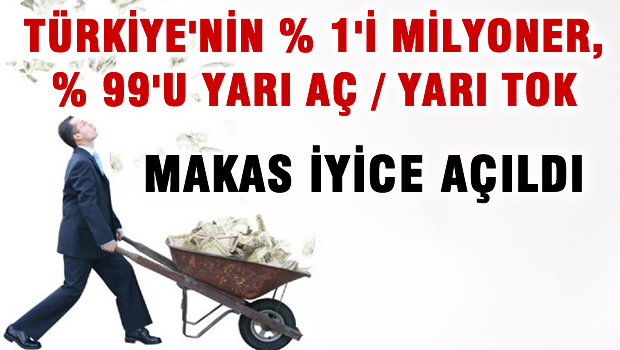 Türkiye'nin yüzde 1 milyoner, Yüzde 99'u yarı aç yarı tok