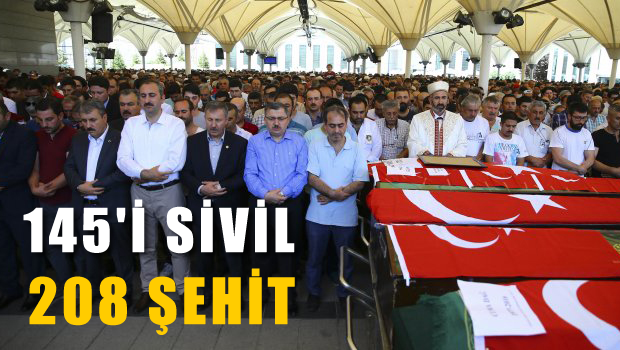 Başbakan açıkladı: 145'i sivil 208 şehit