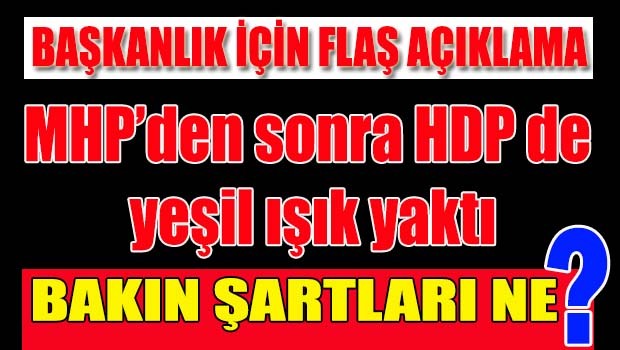 Başkanlık için MHP'den sonra HDP'den yeşil ışık