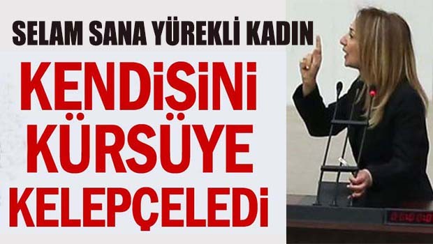 Aylin Nazlıaka kendisini Meclis kürsüsüne kelepçeledi