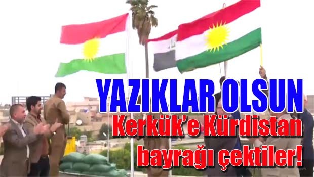 Kerkük'e Kürdistan bayrağı çektiler!