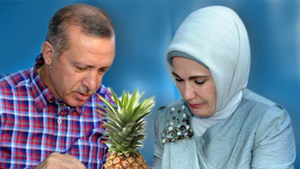 Eşine koliyle ananas getirmiş