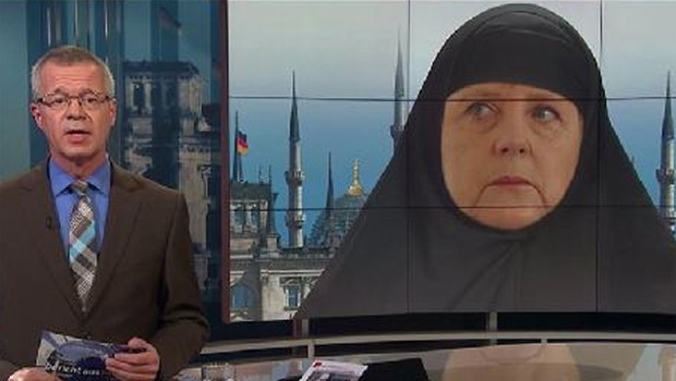 Merkel'e çarşaf giydirdiler