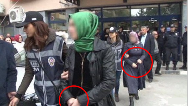 Başörtülü kızlara kelepçe