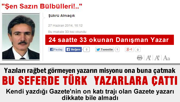 Şükrü'nün görevi Türkçü Yazarlara çatmak