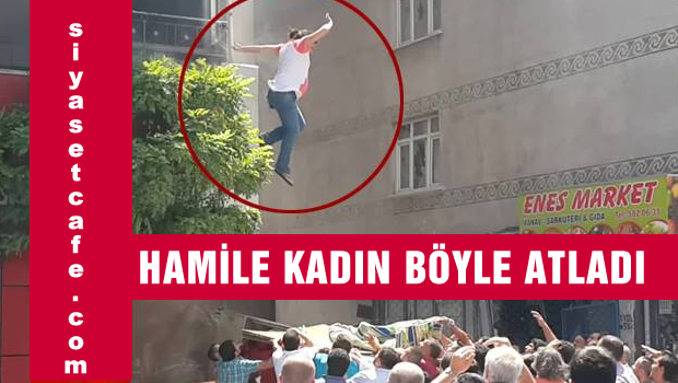 8 aylık hamile kadının atlama anı