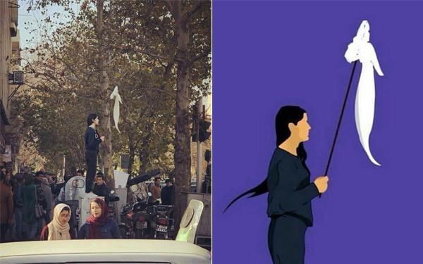 İran protestoların simgesi “başörtüsünü sallayan kadın”