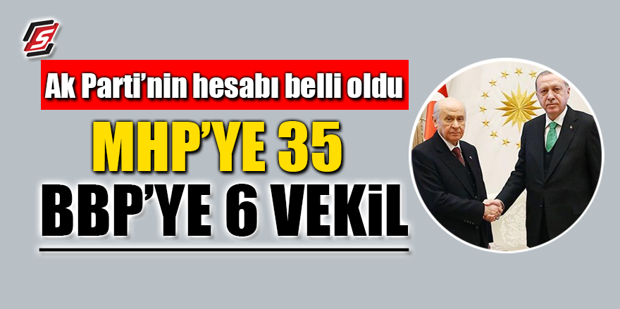 AK Parti'nin hesabı belli oldu! MHP'ye 35 BBP'ye 6 vekil