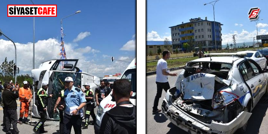 Askerleri taşıyan midibüs ile polis aracı çarpıştı: 18 yaralı