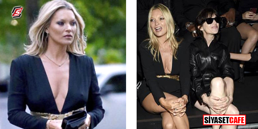 Kate Moss pozlarıyla defileye damga vurdu