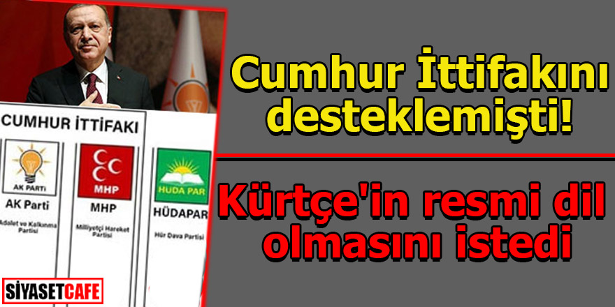 Cumhur İttifakını desteklemişti! Kürtçe'in resmi dil olmasını istedi