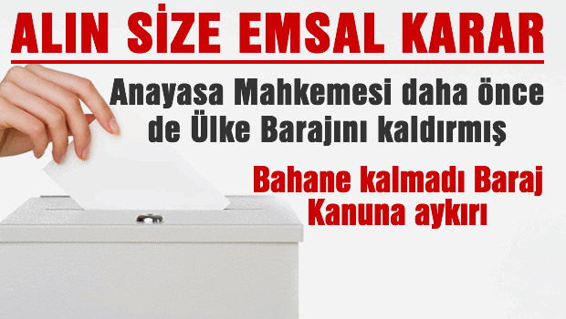 AYM'nin Emsal kararı var, Baraj Anayasaya aykırı