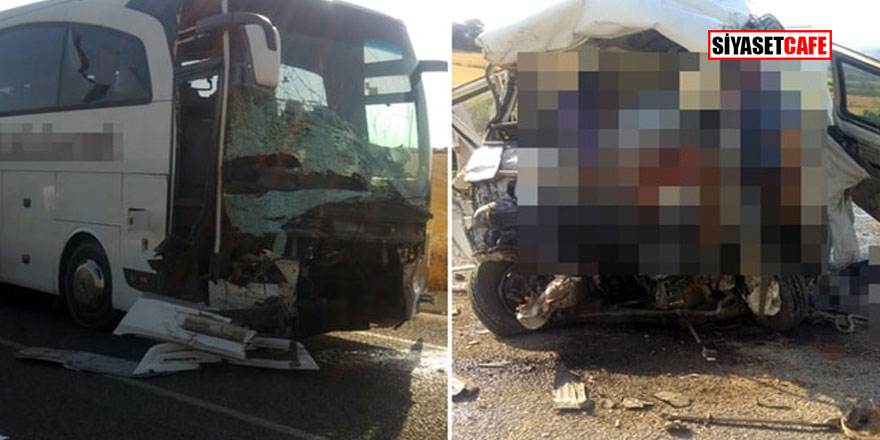 Manisa'da feci kaza...Otobüs ve minibüs birbirine girdi