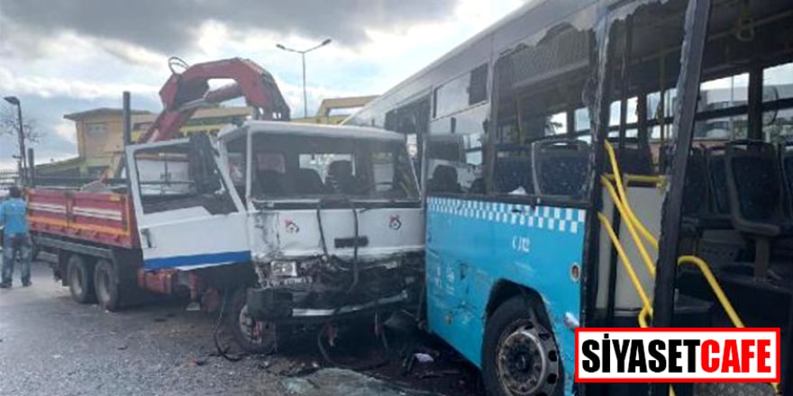 Ümraniye'de kamyon ile halk otobüsü çarpıştı: 9 yaralı