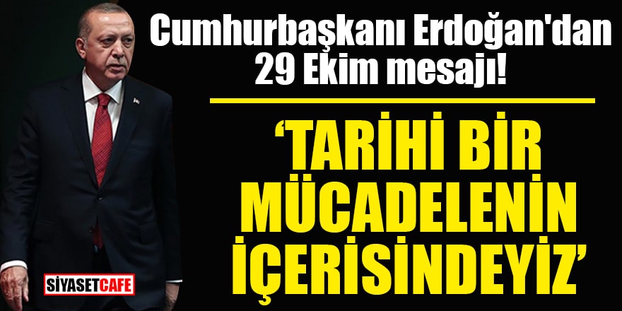 Cumhurbaşkanı Erdoğan'dan 29 Ekim mesajı: Tarihi bir mücadelenin içerisindeyiz
