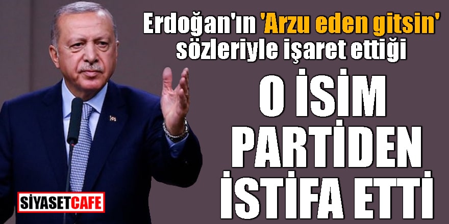 Erdoğan'ın 'Arzu eden gitsin' sözleriyle işaret ettiği o isim partiden istifa etti