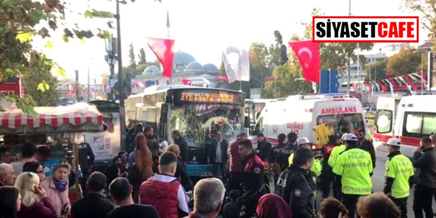 Beşiktaş Meydanı’nda yolcu otobüsü durağa daldı! Yaralılar var