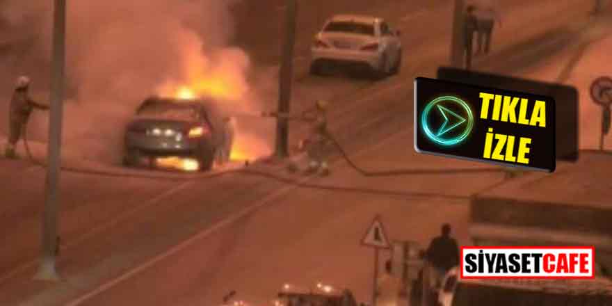 Otomobil alev alev yandı, E-5  trafiğe kapandı