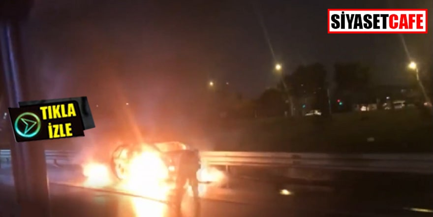 Fatih Köprüsü çıkışında otomobil yangını