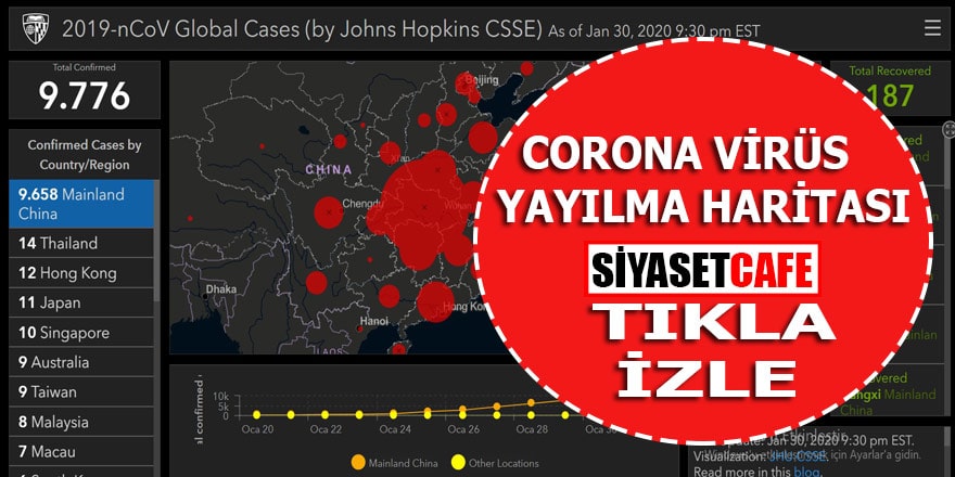Corona Virüs Yayılma Haritası, tıkla canlı izle