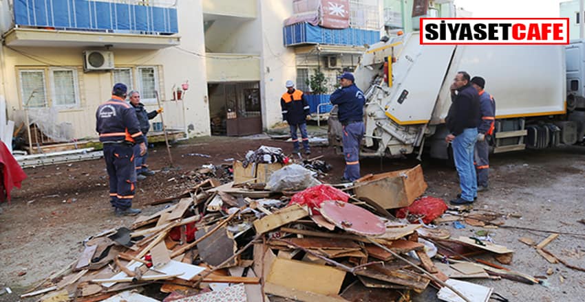 Mersin'de bir evden tonlarca çöp çıktı!