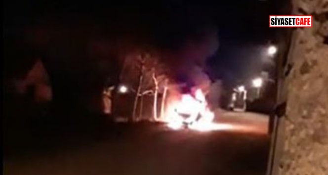 Tekirdağ'da park halindeki bir araç alev alev yandı!