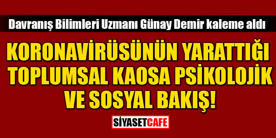 Günay Demir kaleme aldı: Koronavirüsünün yarattığı toplumsal kaosa psikolojik ve sosyal bakış