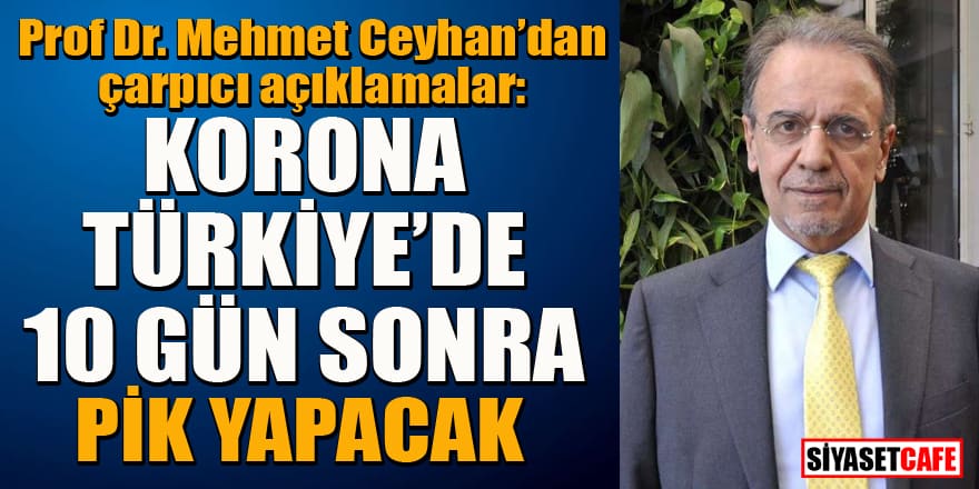 Prof. Dr. Mehmet Ceyhan: "Türkiye koronada 10 gün sonra pik noktaya ulaşacak"