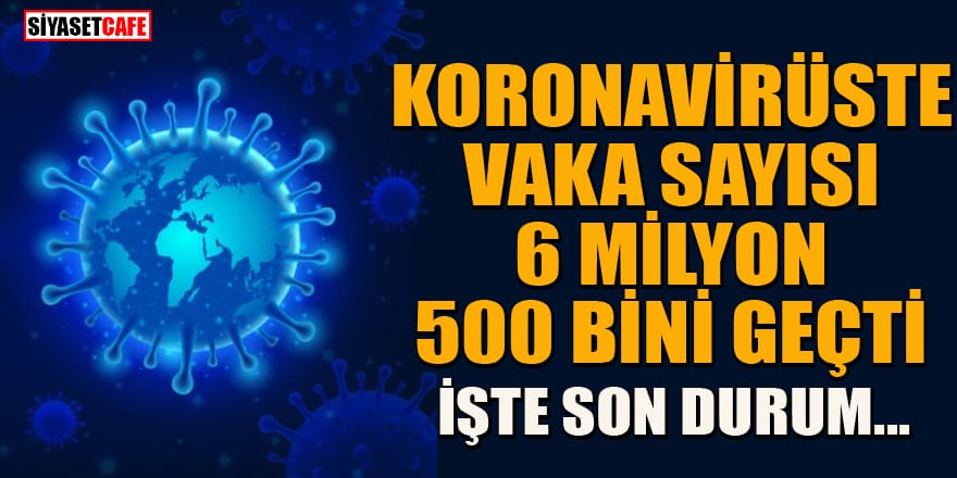 Dünya genelinde koronavirüste vaka sayısı 6 milyon 500 bini geçti
